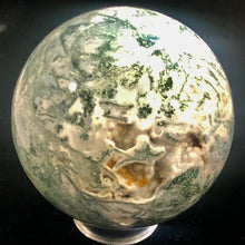 Load image into Gallery viewer, Moss Agate Scry Sphere Round | 3" | Green/White | 1 Sphere |