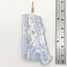 Load image into Gallery viewer, 87cts Blue Chalcedony Druzy Dream Bead 14K Gold Filled Pendant | 2 3/4"Long |