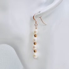 Load image into Gallery viewer, Faceted Pearl 14K Rose Gold Filled Dangle Earrings | 2" Long | White | 1 Pair |