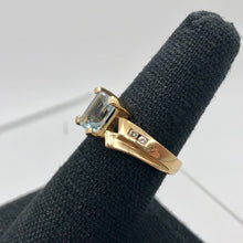 Load image into Gallery viewer, Natural Aquamarine & Diamond Solid 10Kt Yellow Gold Art Deco Ring Size 6 9982G - PremiumBead Alternate Image 5
