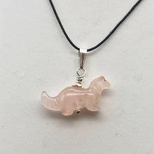 Load image into Gallery viewer, Pink Diplodocus Dinosaur Rose Quartz Sterling Silver Pendant 509259RQS | 25x11.5x7.5mm (Diplodocus), 5.5mm (Bail Opening), 7/8" (Long) | Pink - PremiumBead Primary Image 1