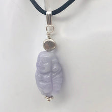 Load image into Gallery viewer, Hand Carved Lavender Jade Buddha Pendant with Silver Findings | 1 5/8" Long - PremiumBead Primary Image 1