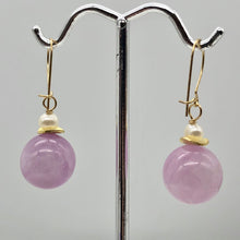 Load image into Gallery viewer, Kunzite and Pearl 14K Gold Filled Drop Earrings | 1" Long | Lavender |