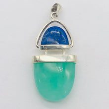 Load image into Gallery viewer, Lapis Lazuli Chrysoprase Sterling Silver Pendant | 1 1/2" Long | Green/Blue |