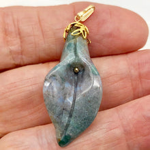 Load image into Gallery viewer, Fancy Jasper Calla Lily 14K Gold Filled Flower Pendant | 2" Long | Green Pink |