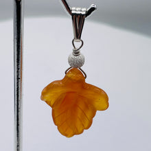 Load image into Gallery viewer, Carnelian Sterling Silver Carved Leaf | 1 3/4" Long | Orange | 1 Pendant |