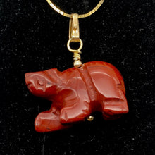 Load image into Gallery viewer, Jasper Bear Pendant Necklace | Semi Precious Stone Jewelry | 14k Pendant