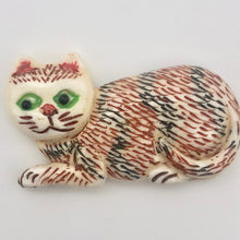 Load image into Gallery viewer, Waterbuffalo Bone Calico Cat | 37x20.5x7.5mm | Cream/Red/Black/Green | 1 Bead | - PremiumBead Primary Image 1
