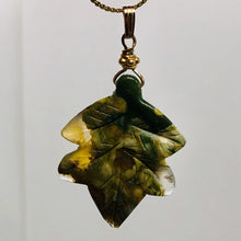Load image into Gallery viewer, Ryolite Rain Tree Jasper 14K Gold Filled Leaf | 2" Long | Green | 1 Pendant