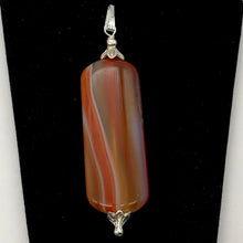 Load image into Gallery viewer, Red Orange Sardonyx Pendant with Sterling Silver Accent Bead | 2 1/4" Long |