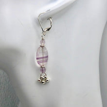 Load image into Gallery viewer, Enchanting Fluorite 15x10mm Bead Dangle Silver Lever Back Earrings! | 2" Long |