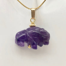 Load image into Gallery viewer, Amethyst Hand Carved Bison / Buffalo 14K Gold Filled 1" Long Pendant 509277AMG - PremiumBead Primary Image 1