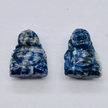 Load image into Gallery viewer, Namaste 2 Hand Carved Sodalite Buddha Beads | 18.5x16x9.5mm | Blue white