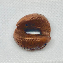 Load image into Gallery viewer, Pisces Hand Carved &amp; Signed Boxwood Fish Ojime/Netsuke Bead | 22x22x15mm | Brown - PremiumBead Primary Image 1
