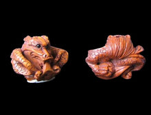 Load image into Gallery viewer, Carved & Signed Boxwood Crouching Dragon Ojime/Netsuke Bead