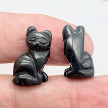 Load image into Gallery viewer, Sitting Carved Cat Hematite Figurine Worry-stone | 21x14x10mm | Black - PremiumBead Alternate Image 7