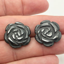 Load image into Gallery viewer, Bloomin' Carved Hematite Rose Flower Figurine Worry Stone | 21x7mm | Silver Black - PremiumBead Alternate Image 10