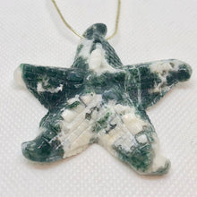 Load image into Gallery viewer, Tree Agate Carved Starfish Pendant Bead | 60x56x10mm | White with Forst Green - PremiumBead Primary Image 1