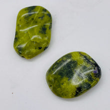 Load image into Gallery viewer, Green Serpentine with Black Matrix Beads | 21x19x6mm to 17x14x5mm | 2 Beads |