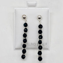 Load image into Gallery viewer, Onyx Sterling Silver Post Dangle Earrings | 2" Long | Black | 1 Pair |