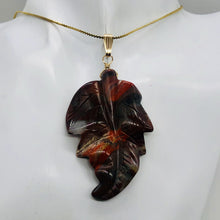 Load image into Gallery viewer, Carved Brecciated Jasper Leaf & 14Kgf Pendant | 2 3/4" long | Red | Leaf |