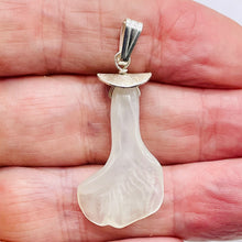 Load image into Gallery viewer, New Jade Serpentine Flower Sterling Silver Pendant | 1 3/4" Long| Pale Green | 1