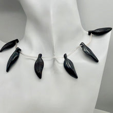 Load image into Gallery viewer, Hematite Carved Leaf Bead Strand | 30x12x4mm | Black | 13 Beads |