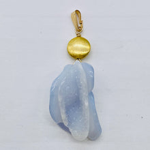 Load image into Gallery viewer, Chalcedony 14K Gold Filled Druzy Crystal Flower Pendant | 2 1/2" Long | Blue |