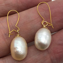 Load image into Gallery viewer, AAA Natural Pink 14x10mm Pearl 14k Gold Filled Earrings | 1 1/4 inch drop | - PremiumBead Alternate Image 3