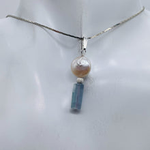 Load image into Gallery viewer, Coin Pearl and Fluorite Sterling Silver Pendant | 1 1/2" Long | White/Blue | 1 |