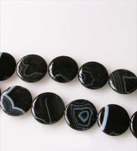 Load image into Gallery viewer, Black &amp; White Sardonyx 25mm Coin Bead 8&quot; Strand 10486HS - PremiumBead Primary Image 1
