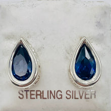 Load image into Gallery viewer, December 11x7mm Created Blue Topaz Sterling Silver Stud Earrings 10154G