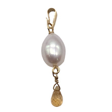 Load image into Gallery viewer, Pearl Topaz 14K Gold Filled Drop/Dangle Pendant | 1 1/4" Long | White/Pink | 1 |