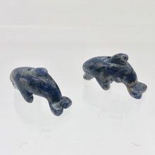 Load image into Gallery viewer, Unique 2 Carved Sodalite Jumping Dolphin Beads | 25x11x8mm | Blue white - PremiumBead Alternate Image 8