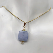 Load image into Gallery viewer, Blue Chalcedony 14K Gold Filled Drop Pendant | 1 3/8" Long |