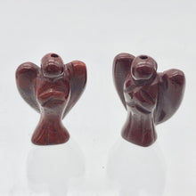 Load image into Gallery viewer, 2 Hand Carved Brecciated Jasper Guardian Angels | 22x14x8mm | Red - PremiumBead Primary Image 1