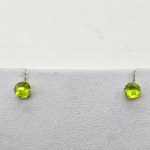 Load image into Gallery viewer, August Birthstone 5mm Lab Peridot Sterling Silver Earrings - PremiumBead Alternate Image 4
