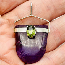 Load image into Gallery viewer, Sugilite Peridot Sterling Silver Oval Pendant | 1 1/2" Long | Purple Green | 1 |