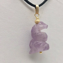 Load image into Gallery viewer, Sssslither! Carved Amethyst Snake and 14k Gold Filled Pendant | 1.5" | 509278AMG - PremiumBead Alternate Image 8