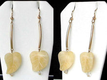 Load image into Gallery viewer, Designer Carved Yellow Jade Leaf and 14Kgf Earrings 6139 - PremiumBead Primary Image 1
