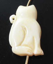 Load image into Gallery viewer, Sophisticated Carved 29mm Sitting Kitty Cat Waterbuffalo Bone Bead 010622 | 29x19x9.5mm | Cream and Black - PremiumBead Alternate Image 2