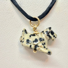 Load image into Gallery viewer, Dalmatian Stone Horse Pendant Necklace|Semi Precious Stone Jewelry|14k Pendant