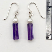 Load image into Gallery viewer, Enchanting Deep Amethyst and Pearl Sterling Silver Earrings! | 1 1/4" Long | - PremiumBead Alternate Image 4