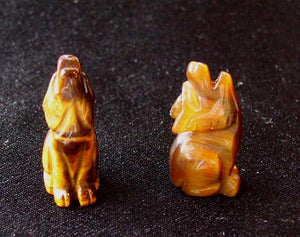 Howling New Moon 2 Carved Tiger's Eye Wolf Coyote Beads | 21x11x8mm | Golden Brown - PremiumBead Alternate Image 8