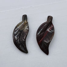 Load image into Gallery viewer, 2 Red Brecciated Jasper Carved Leaf Beads 8944