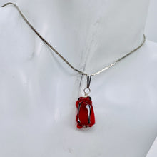 Load image into Gallery viewer, Lampwork Glass Frog Sterling Silver Frog | 1" Long | Red | 1 Pendant |