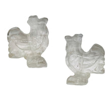 Load image into Gallery viewer, 2 Cute Carved Natural Clear Quartz Rooster Beads | 21x16x8.5mm | Clear