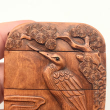Load image into Gallery viewer, Hand Carved Crane Boxwood 3-part Inro Purse - PremiumBead Alternate Image 5