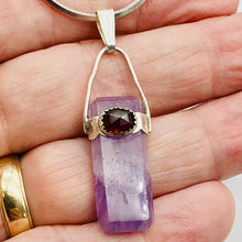 Load image into Gallery viewer, Amethyst and Garnet Sterling Silver Drop Pendant | 2" Long | Purple/Red |