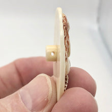 Load image into Gallery viewer, Splash Mermaid with Pearl Scrimshawed Carved Waterbuffalo Bone Button | 40x28mm | Cream Red Brown - PremiumBead Alternate Image 7